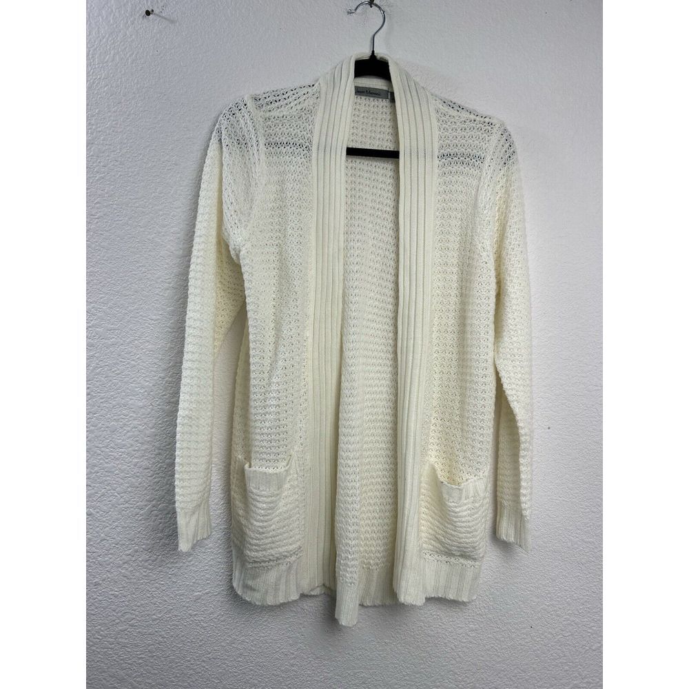 Jasson Maxwell Cardigan Duster Sweater Women M Long Jacket Open‎ Front Cream